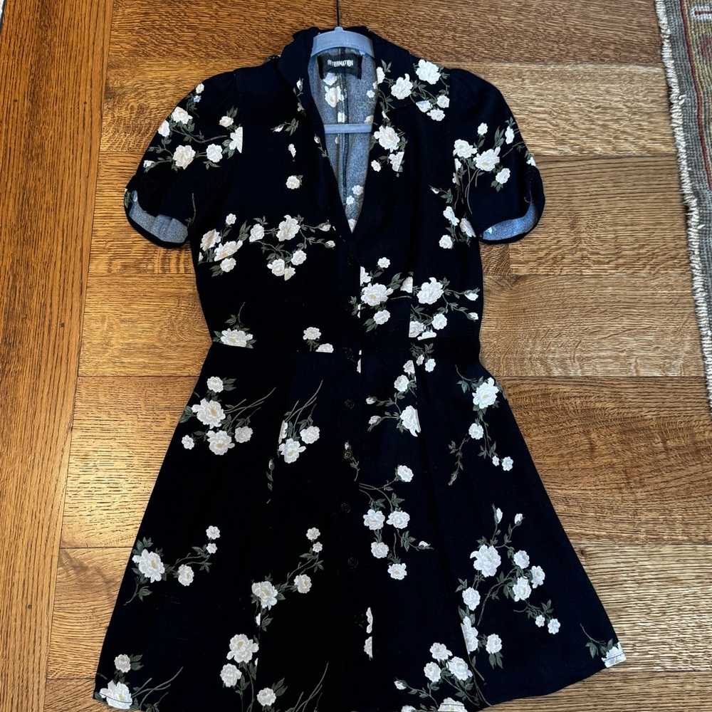 Reformation Floral Black Mini Dress